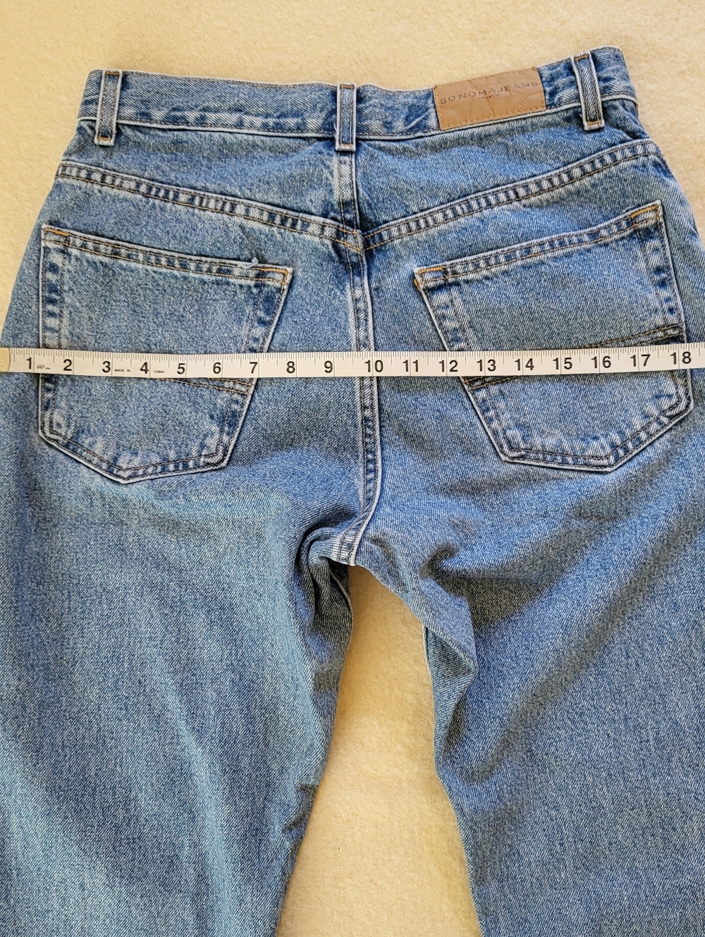 Vintage 90's, Cotton Blue Jeans Size 29, med blue wash denim, Straight Leg - Picture 9 of 10